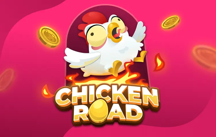 Chicken Road game screen with the chicken crossing traffic
