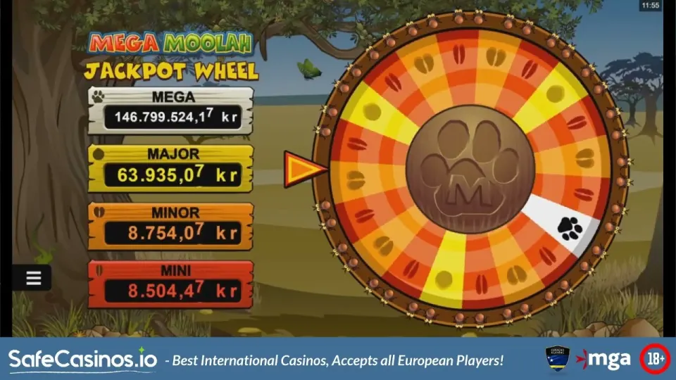 Mega Moolah slot reels and jackpot gameplay