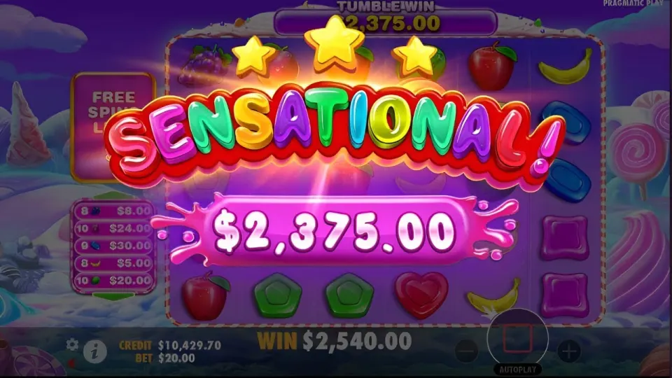 Sweet Bonanza multiplier sweets and tumble gameplay