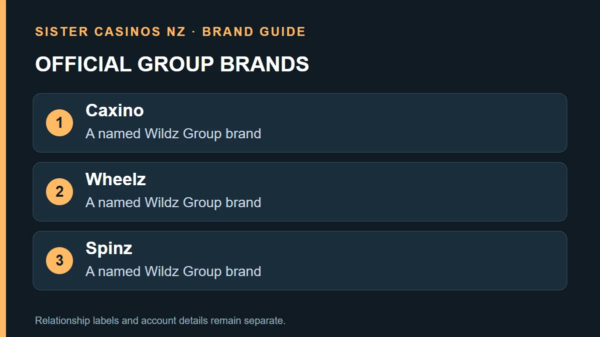 OFFICIAL GROUP BRANDS: Caxino; A named Wildz Group brand; Wheelz; A named Wildz Group brand; Spinz; A named Wildz Group brand